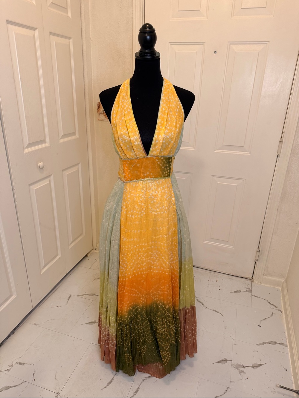 Signature Bohemian Halter dress Designed by Foley/Carinna bought in St.Thomas